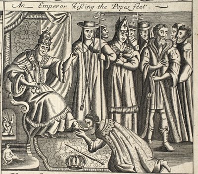 An Emperor kissing the Pope