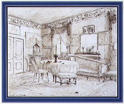 An English Regency salon interior, London by English School