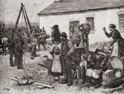An Irish family is evicted from their home due to non payment of rent, Ireland by English School