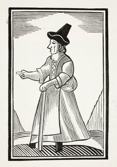 An Old Woman Scolding in a High Crownd Hat (illustration) by English School