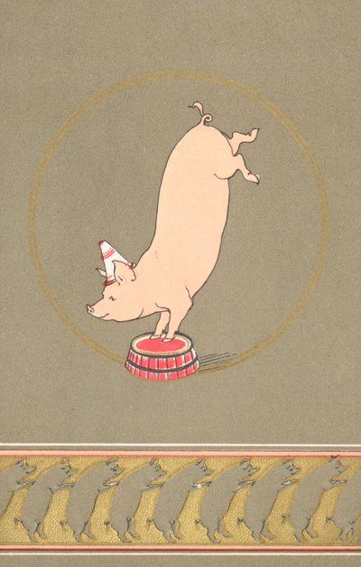 An Anthropomorphic Pig Performing in a Circus by English School