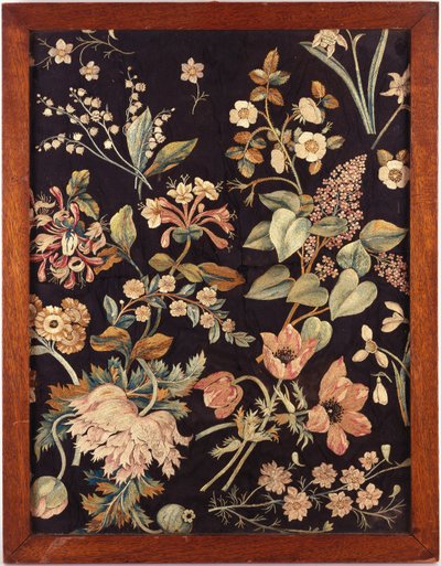 An Embroidered Panel in the Style of Mrs Delany by English School