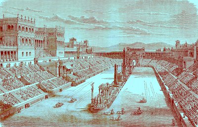 Ancient Arena Restored - Showing a Chariot Race by English School