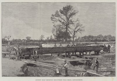 Ancient Boat recently discovered near Brigg, Lincolnshire by English School