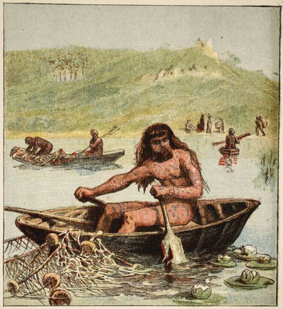 Ancient Briton in his Boat, pub. 1890 by English School