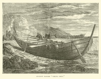 Ancient Danish Viking Ship by English School