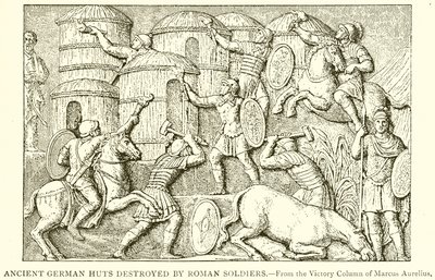 Ancient German Huts Destroyed by Roman Soldiers by English School