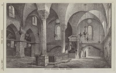 Ancient Synagogue, Worms, Germany (engraving) by English School