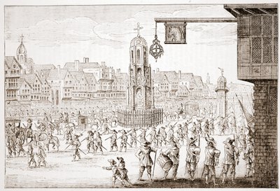 Ancient View of Cheapside by English School