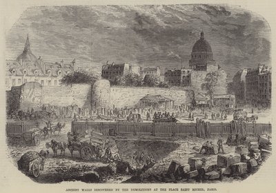 Ancient Walls Discovered by the Demolitions at the Place Saint Michel, Paris by English School