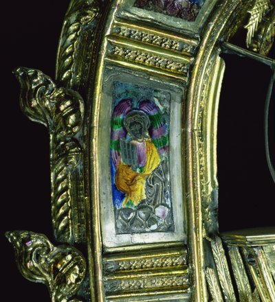 Angel playing a portative organ, detail from the crozier of William of Wykeham by English School
