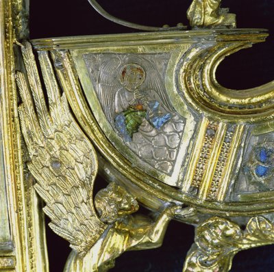 Angel playing a small shawm, detail from the crozier of William of Wykeham by English School