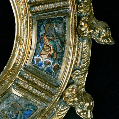 Angel playing a wind instrument, detail from the crozier of William of Wykeham by English School