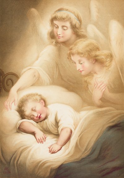 Angels Watching Over a Sleeping Child by English School