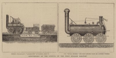 Anniversary of the Opening of the First English Railway (engraving) by English School