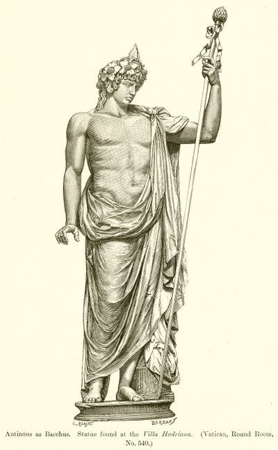 Antinous as Bacchus. Statue found at the Villa Hadriana (Vatican, Round Room, No. 540) by English School