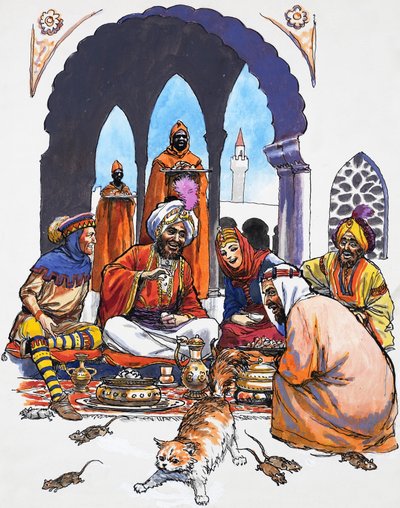 Arabs with Cat by English School