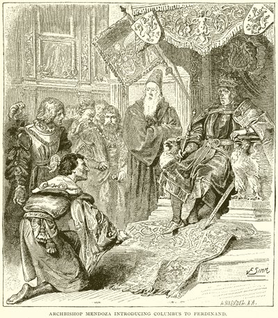 Archbishop Mendoza Introducing Columbus to Ferdinand by English School