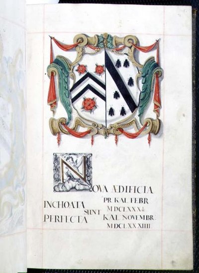 Coat of Arms from a New Buildings Benefaction Book, Oxford by English School