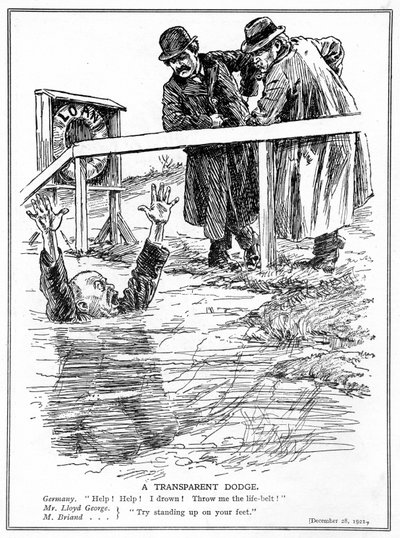 Aristide Briand and Lloyd George Taunt the Drowning Germany, December, 1921 by English School