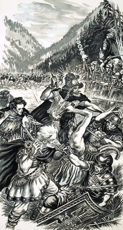 Arminius, the German Prince, battling the Romans by English School