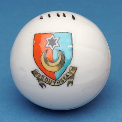 Armorial souvenir miniature football with transfer of the Southsea crest (ceramic) by English School