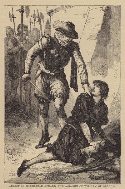 Arrest of Balthazar Gerard, the Assassin of William of Orange by English School