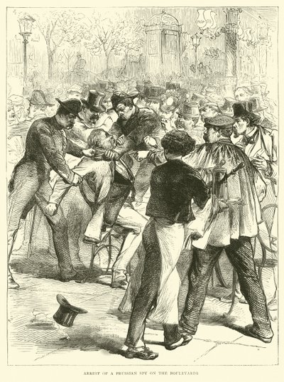 Arrest of a Prussian spy on the Boulevards by English School