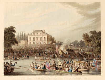 Arrival at Brandenburg House of the Watermen, etc. with an Address to the Queen on the 3rd October 1820 by English School