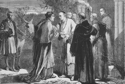Arrival of Wolsey at the Abbey at Leicester by English School
