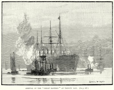 Arrival of the Great Eastern at Trinity Bay (engraving) by English School