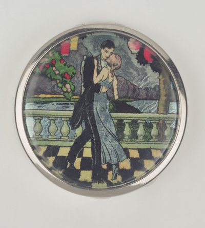 Art Deco Dancers Powder Compact, made by Stratnoid, 1920-30 by English School