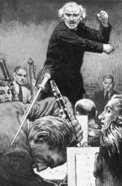 Arturo Toscanini throwing his baton at an offending player by English School