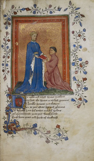 Thomas Hoccleve Presents a Book to Prince Henry of Lancaster by English School