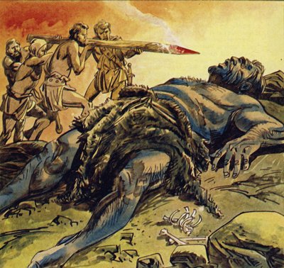 As the Cyclops lay sleeping, Ulysses and his men blinded him by English School