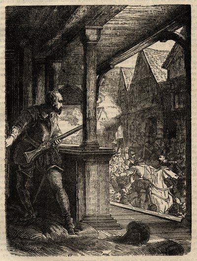 Assassination of the Regent Murray (James Stewart Moray) - James Stewart Moray (c.1531-70), Regent of Scotland for King James VI. Engraving from 