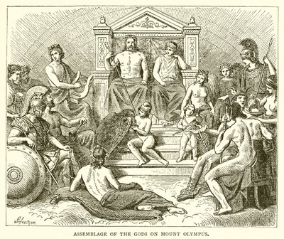 Assemblage of the Gods on Mount Olympus by English School