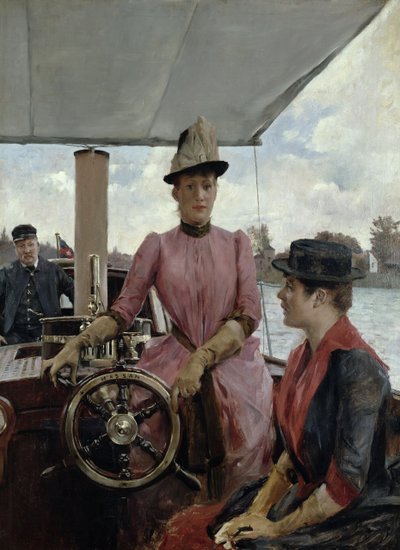 At the Helm - Ladies aboard the Riverboat Hassan by English School