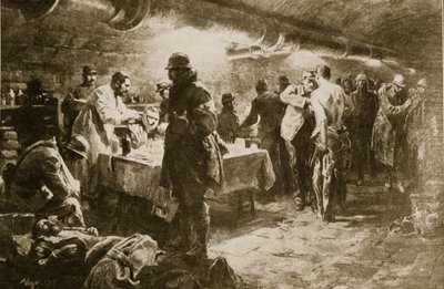 At Work in a Cellar Aid-Post Beneath a Verdun Fort by English School