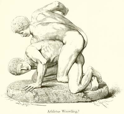 Athletes Wrestling by English School