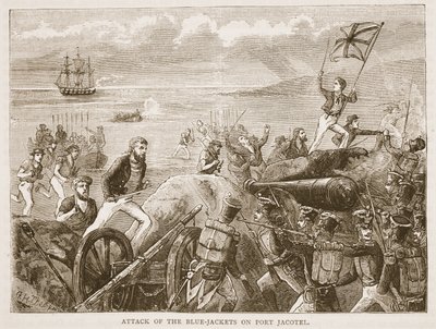 Attack of the Blue-Jackets on Port Jacotel, Illustration from Cassell