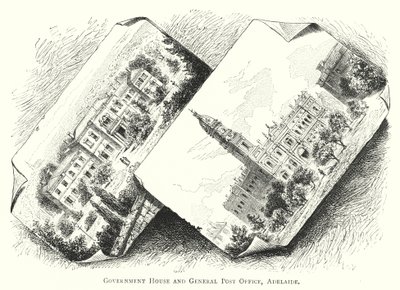 Australia: Government House and General Post Office, Adelaide by English School
