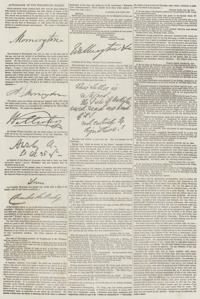 Autographs of the Wellington Family by English School