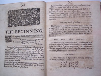 Pages from The Ground-Work, or Foundation Laid, for the Framing of a New Perfect Language: and an Universal or Commonwriting by Francis Lodowyck, Published in London, 1652 by English School