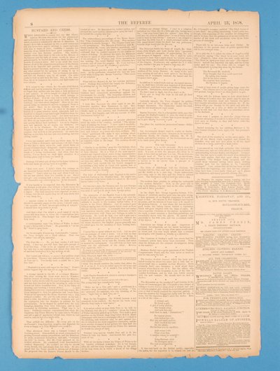 Back page of The Referee, no.35. 15th April 1878 by English School