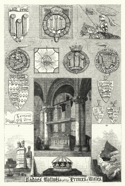 Badges, Mottoes etc of the Princes of Wales by English School