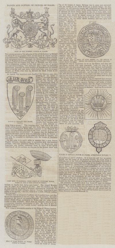 Badges and Mottoes of Princes of Wales by English School