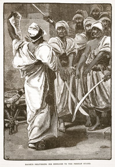 Bagaeus Delivering His Messages to the Persian Guard by English School
