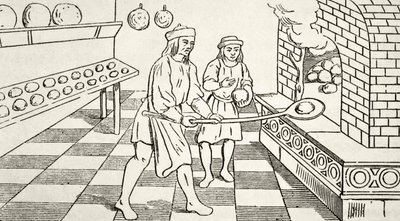 Baking bread in the 15th century, from 