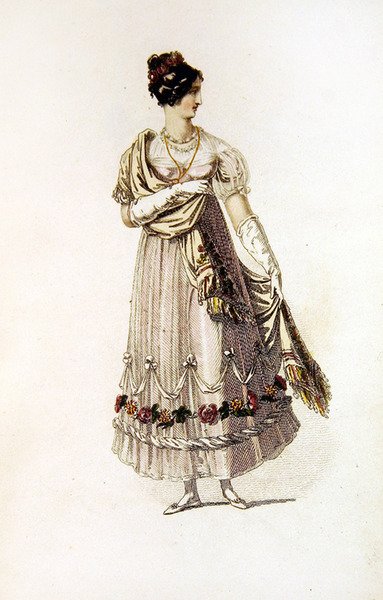 Ball dress, fashion plate from Ackermann